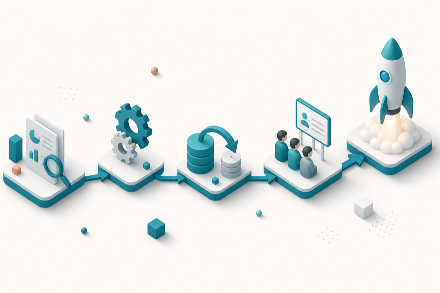 Illustratie van een Odoo-implementatie in duidelijke, opeenvolgende stappen